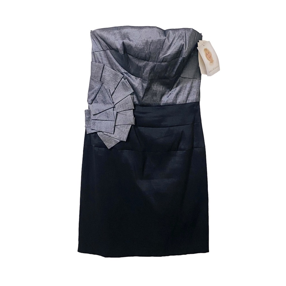 Jessica McClintock strapless Black and Pewter Gray mini dress size 6 NWT